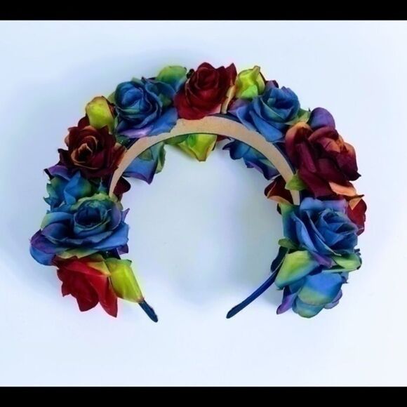 Stunning Handmade Red & Blue Flower Crown